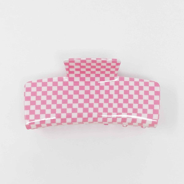 Oversized Checkered Hair Claw