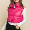 PU Faux Leather puffer West With Snap Button