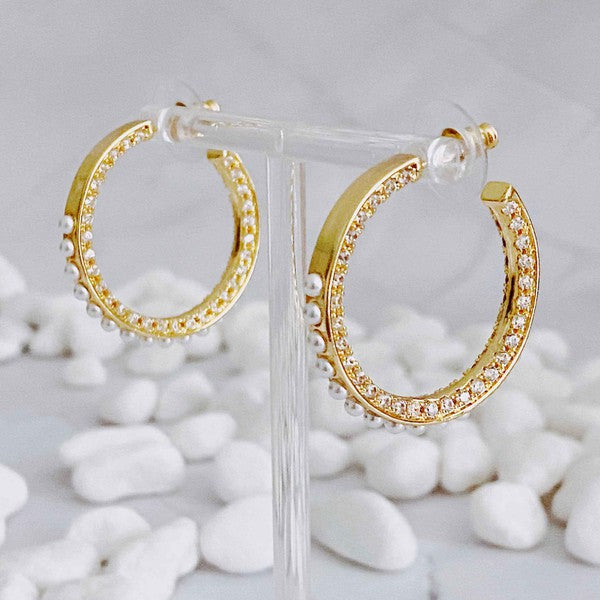 Classy Lady Pearl Hoop Earrings