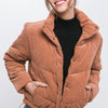 Corduroy Puffer Jacket with Toggle Detail