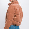 Corduroy Puffer Jacket with Toggle Detail