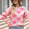 Fuzzy heart pink knit sweater Valentine