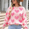 Fuzzy heart pink knit sweater Valentine