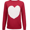 Love Heart Jacquard Round Neck Pullover Sweater