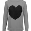 Love Heart Jacquard Round Neck Pullover Sweater